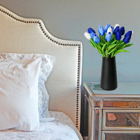 Dining table display with vibrant color and clean lines