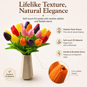 Mandy's Tulips 20-stem bundle creating a lush, professional centerpiece.