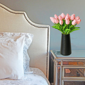 Mandy's tulips bendable stems allowing easy shaping for a focal point