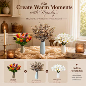 Mandy's Tulips packaging with care guidance and scent-venting notes.