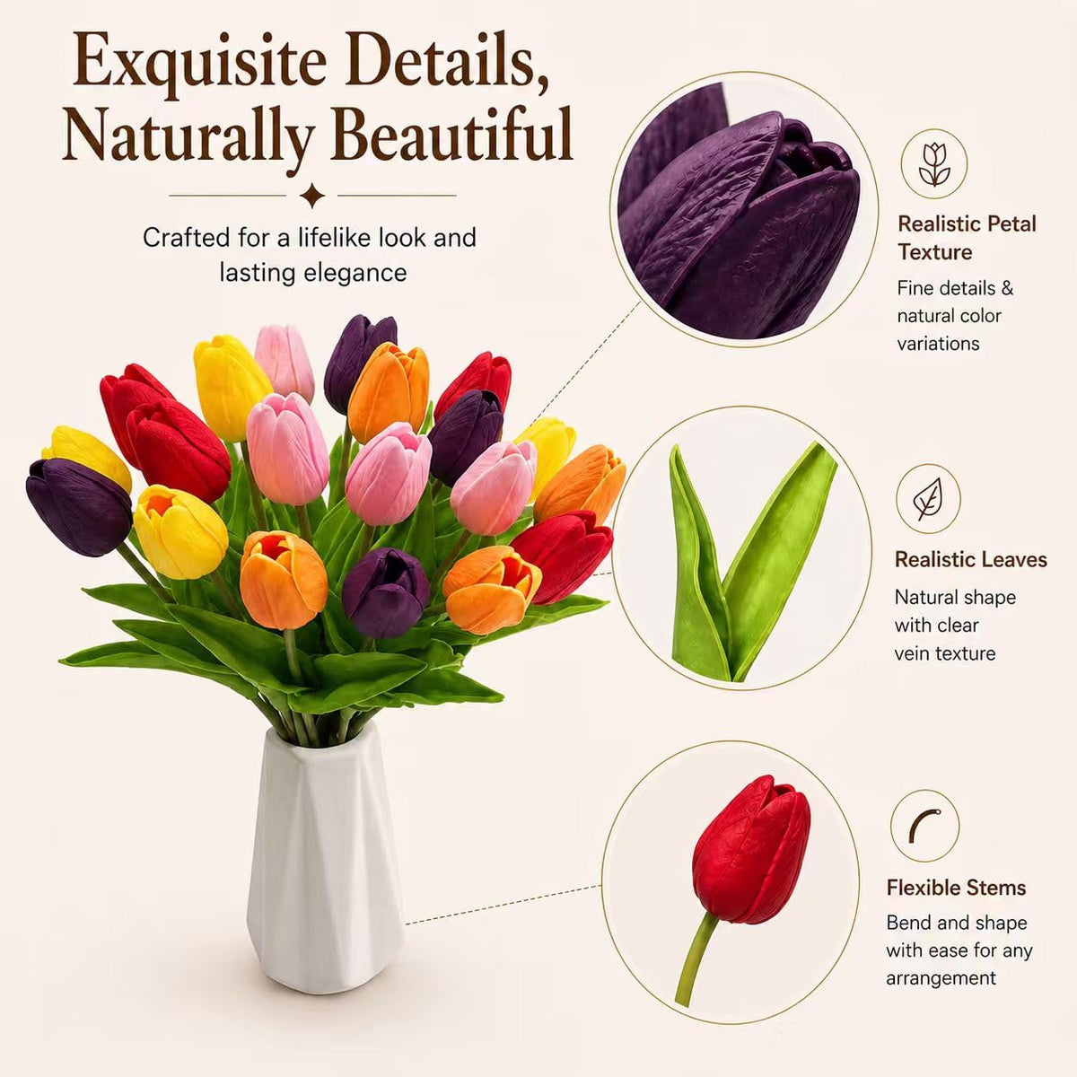 Mandy's Tulips vase-ready stems designed for easy centerpiece setup.
