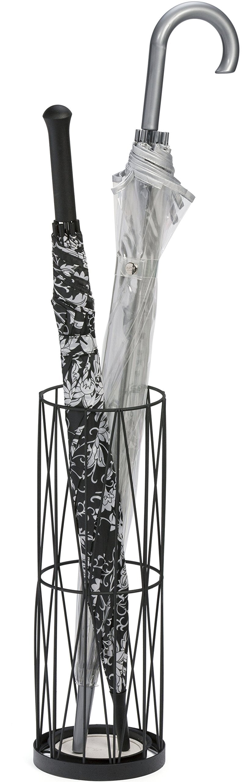 Side view of Mango Steam Pluvian Umbrella Holder with modern wire frame