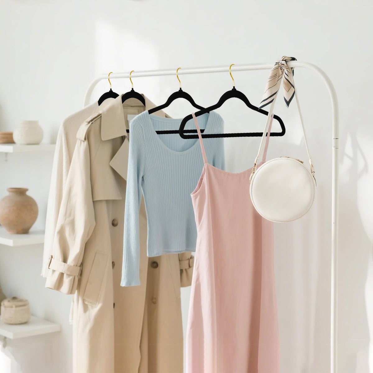 ManGotree velvet hangers with V-notch shoulders protect camisoles