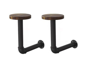 MANNIFEN Cowboy Hat Rack wall mount with metal pipe and brown wood for sturdy hat storage