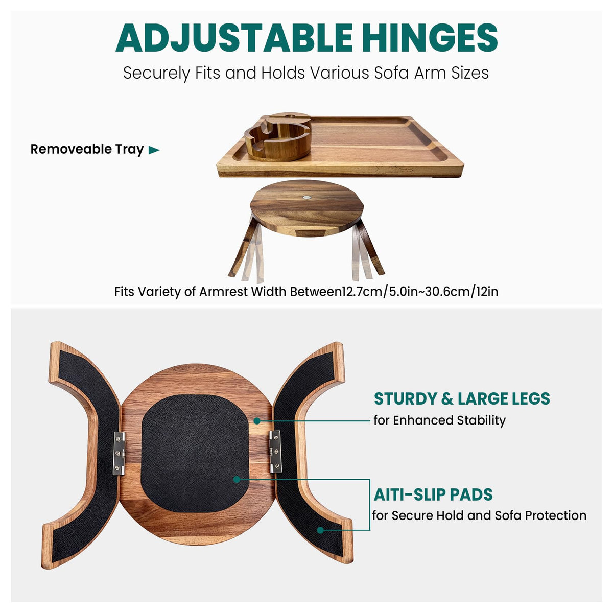 Manspdier detachable tray enables portable serving from kitchen to sofa.