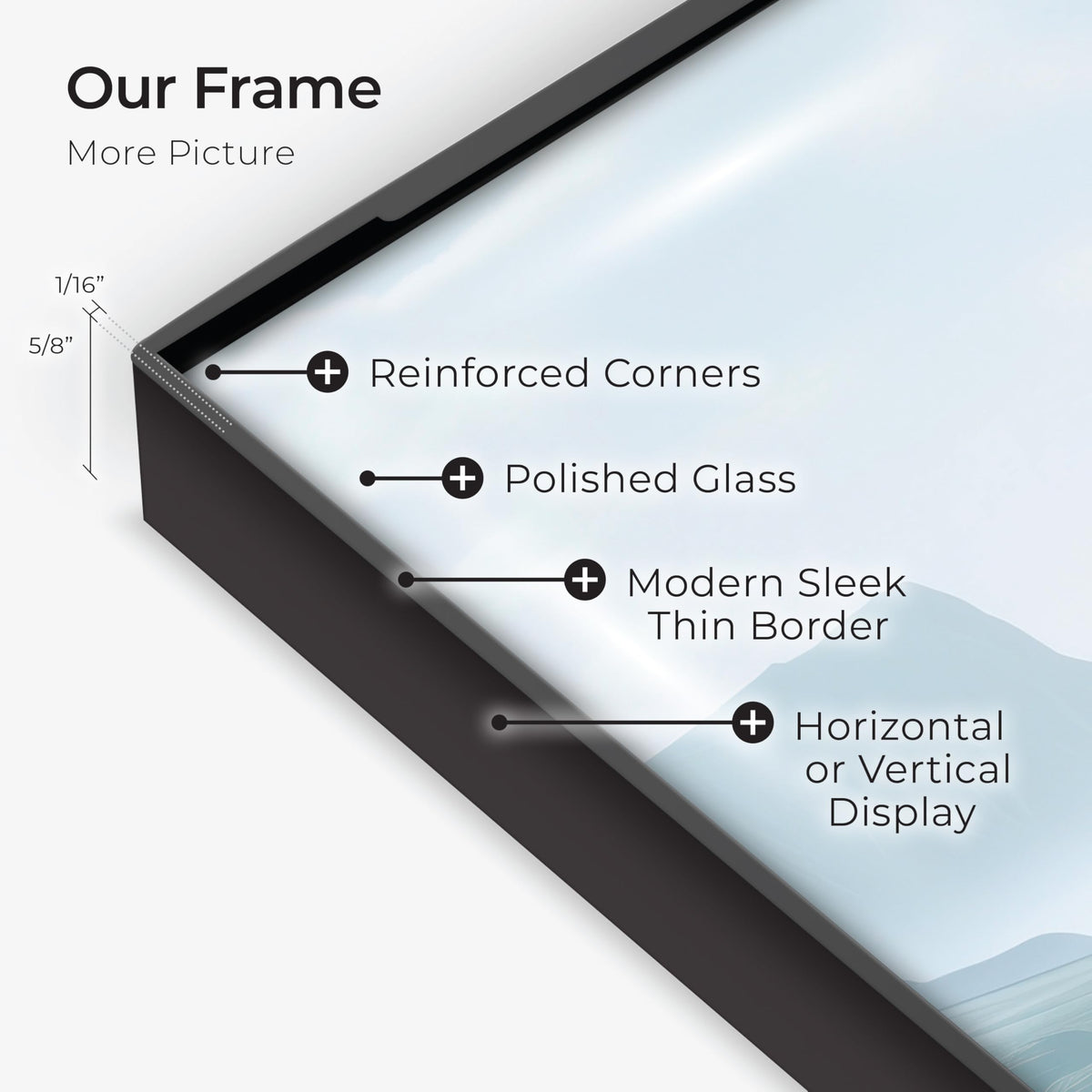 Mantello Essentials sturdy black frame blends with home or office decor.