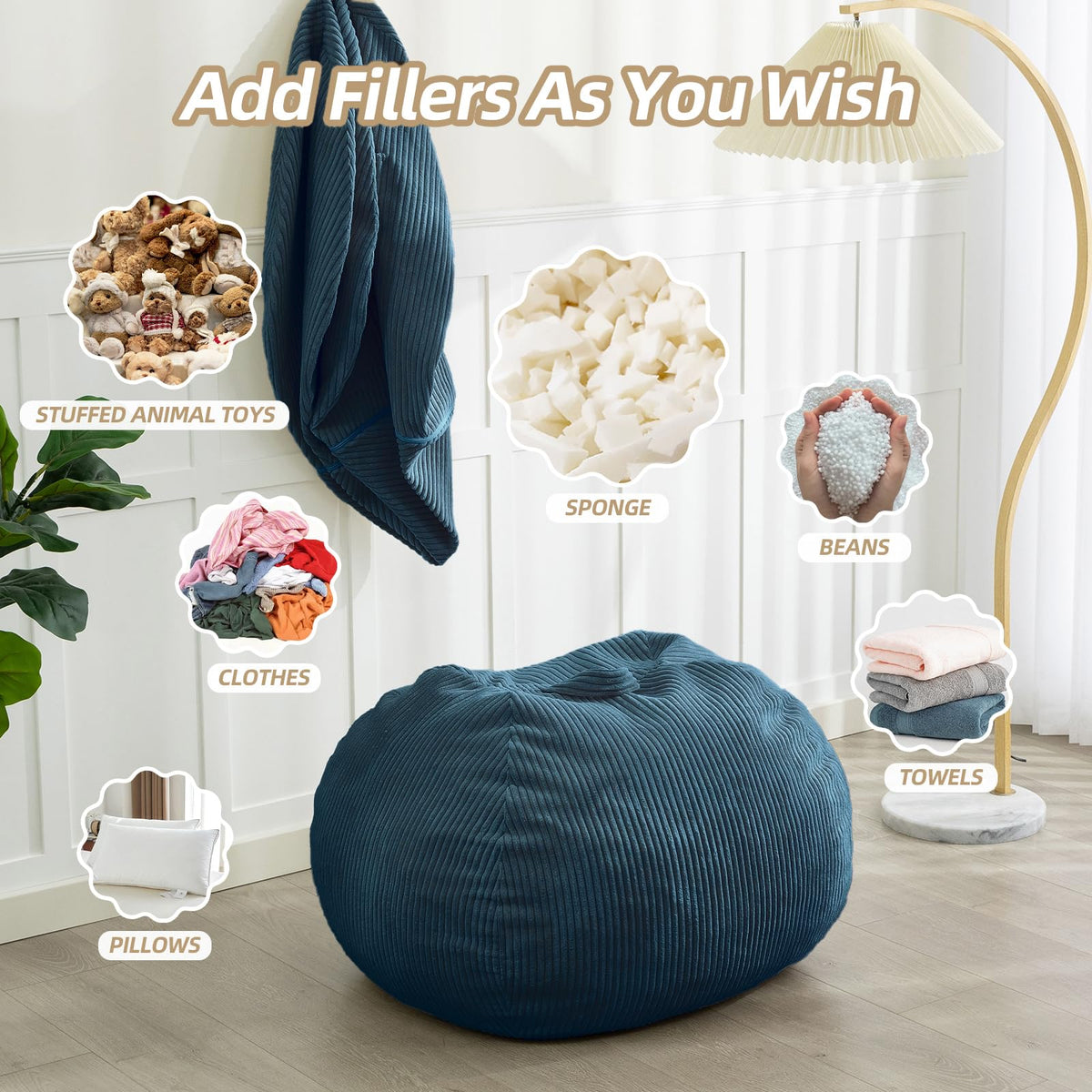 Manyday bean bag chair top handle enables easy portability.