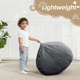 Manyday bean bag chair side pocket keeps essentials within reach.