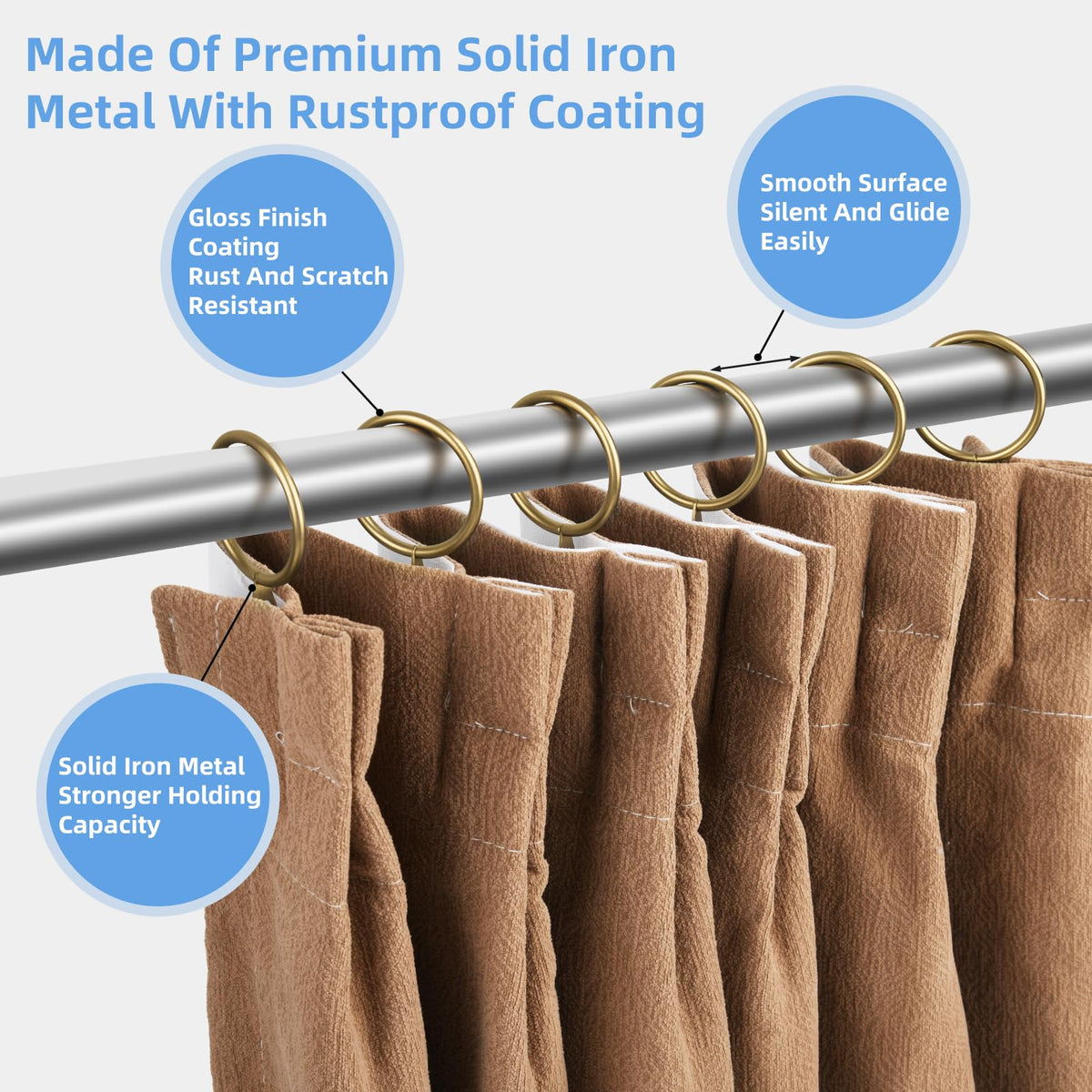 Manysky rings glide smoothly on standard rods for easy operation.