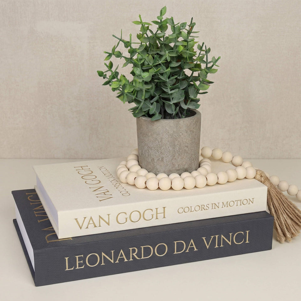 MAOBUYOU decorative storage books with linen cover in beige and dark gray