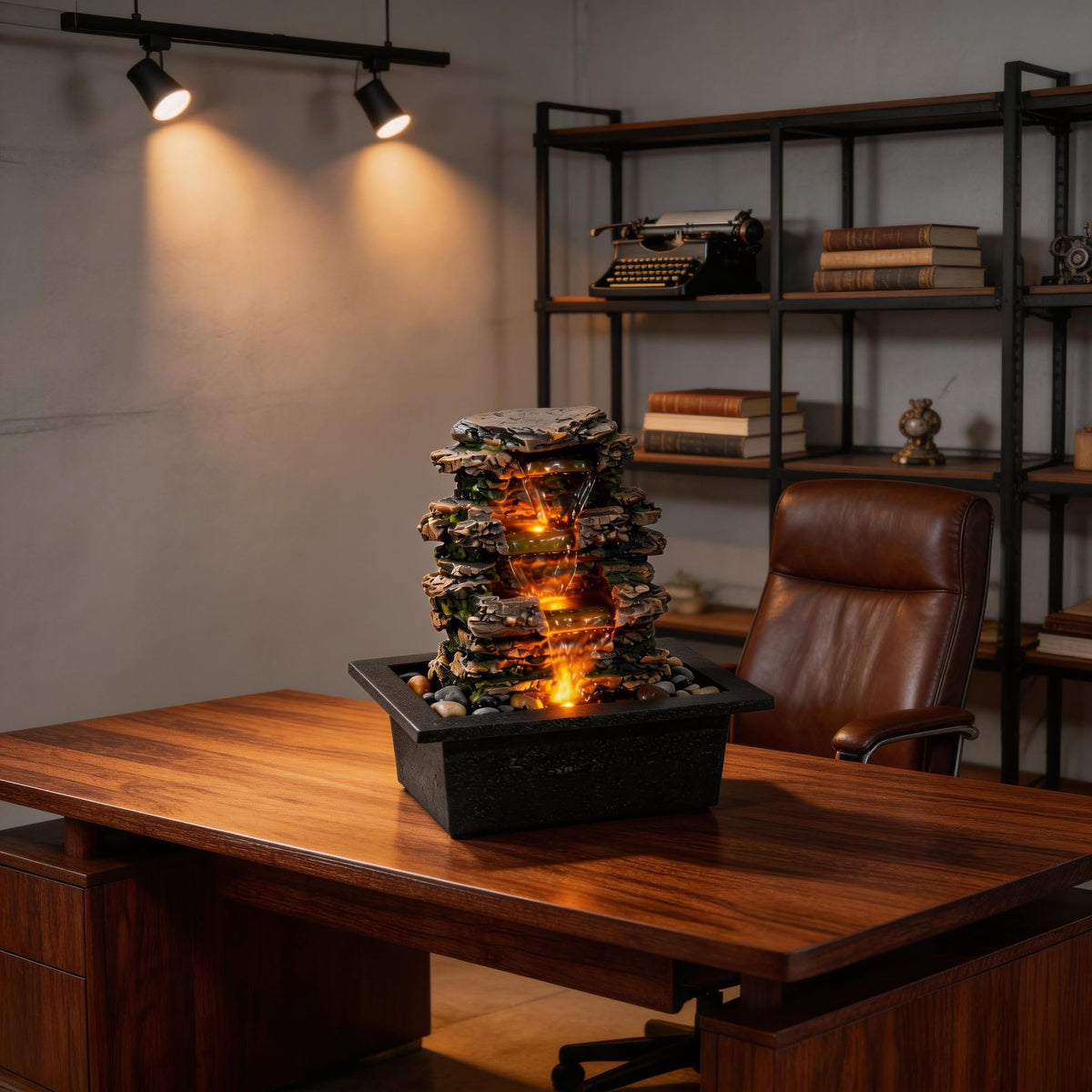 MAOCHI tabletop fountain helps humidify dry air in bedrooms.