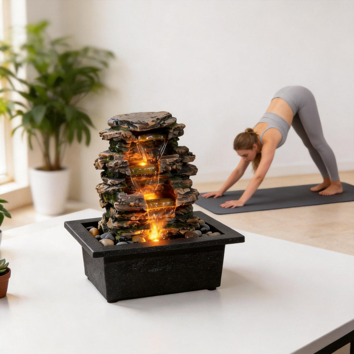 MAOCHI tabletop fountain features hand-crafted design as a functional art piece.