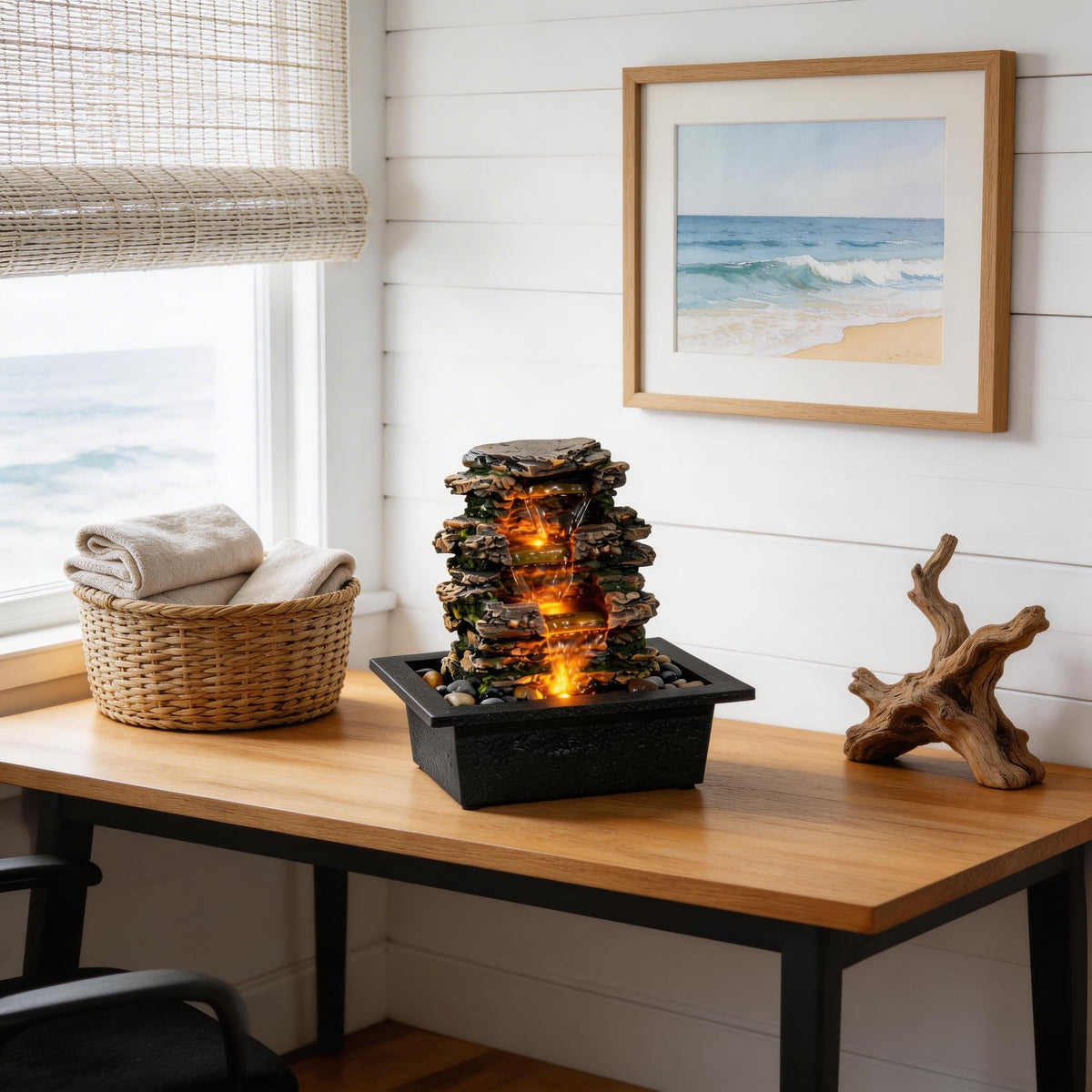 MAOCHI tabletop fountain is ideal for office decor to reduce distractions.