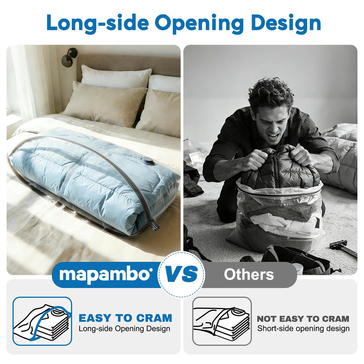 Mapambo long-side opening simplifies clothing loading