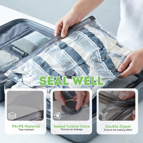Mapambo vacuum bags come in three sizes for versatile wardrobe packing.