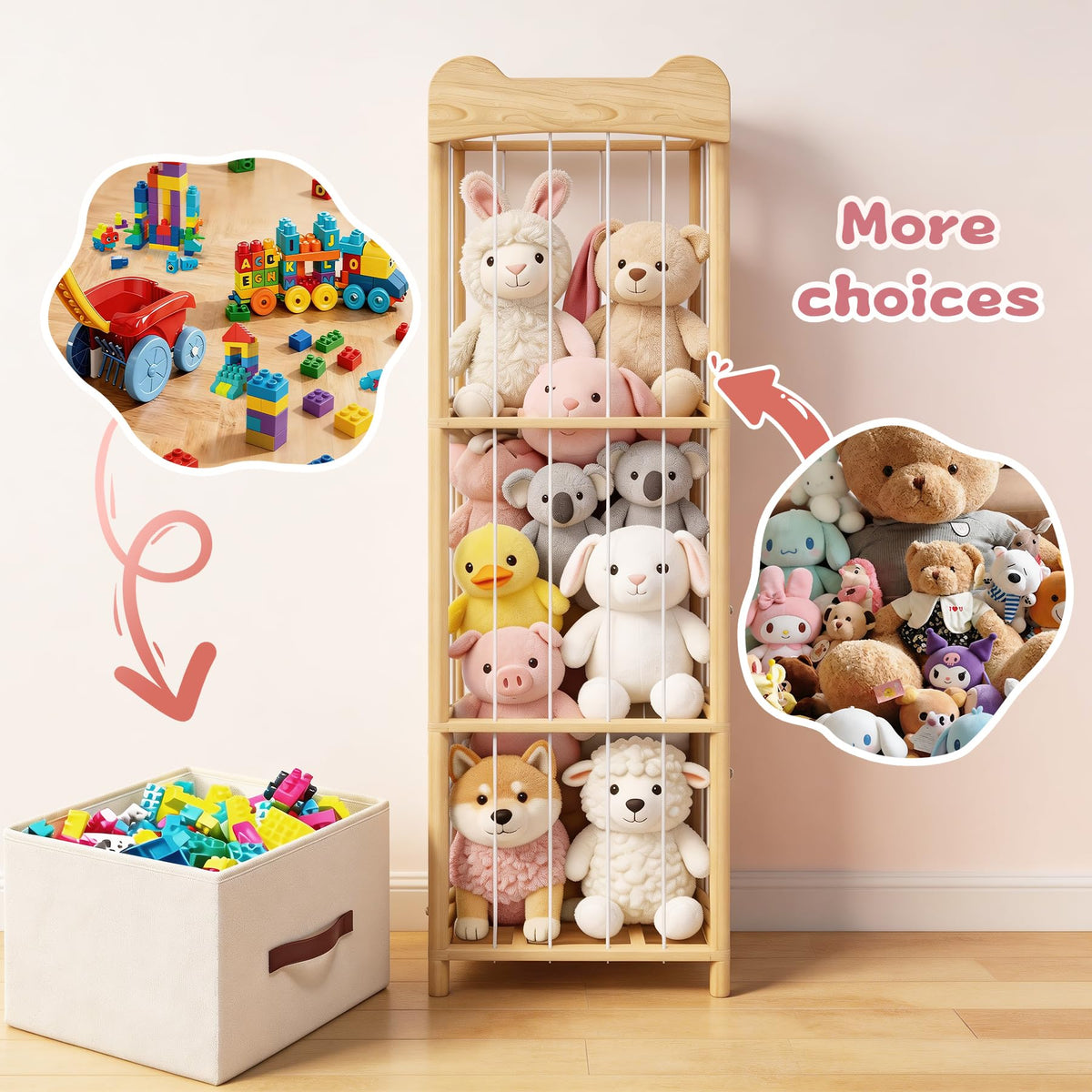 MapleGrace detachable block storage bag adds space for blocks and small toys.