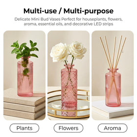 Mapoxy glass bud vase diamond rib pink 30-pack perfect for petite bouquets