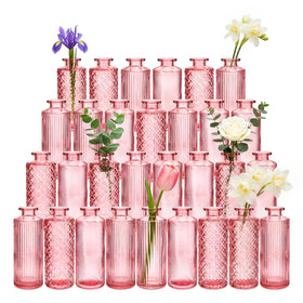Mapoxy glass bud vase vertical rib pink 30-pack ideal for elegant centerpieces