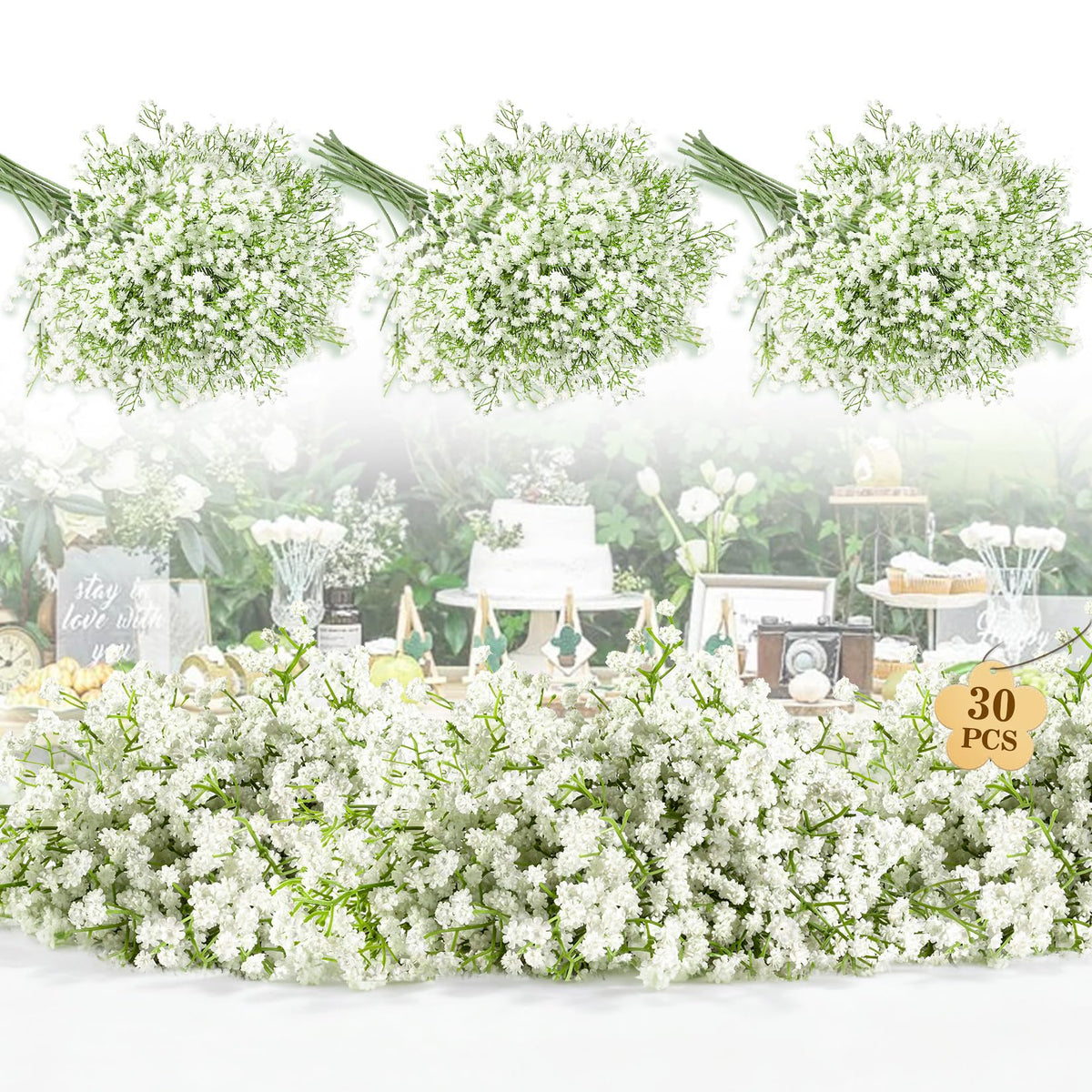 MAQIHAN Baby Breath white artificial flowers for elegant wedding centerpieces