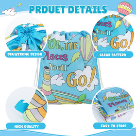 Marhpveua Oh The Places You'll Go drawstring bag featuring bright prints for school or travel