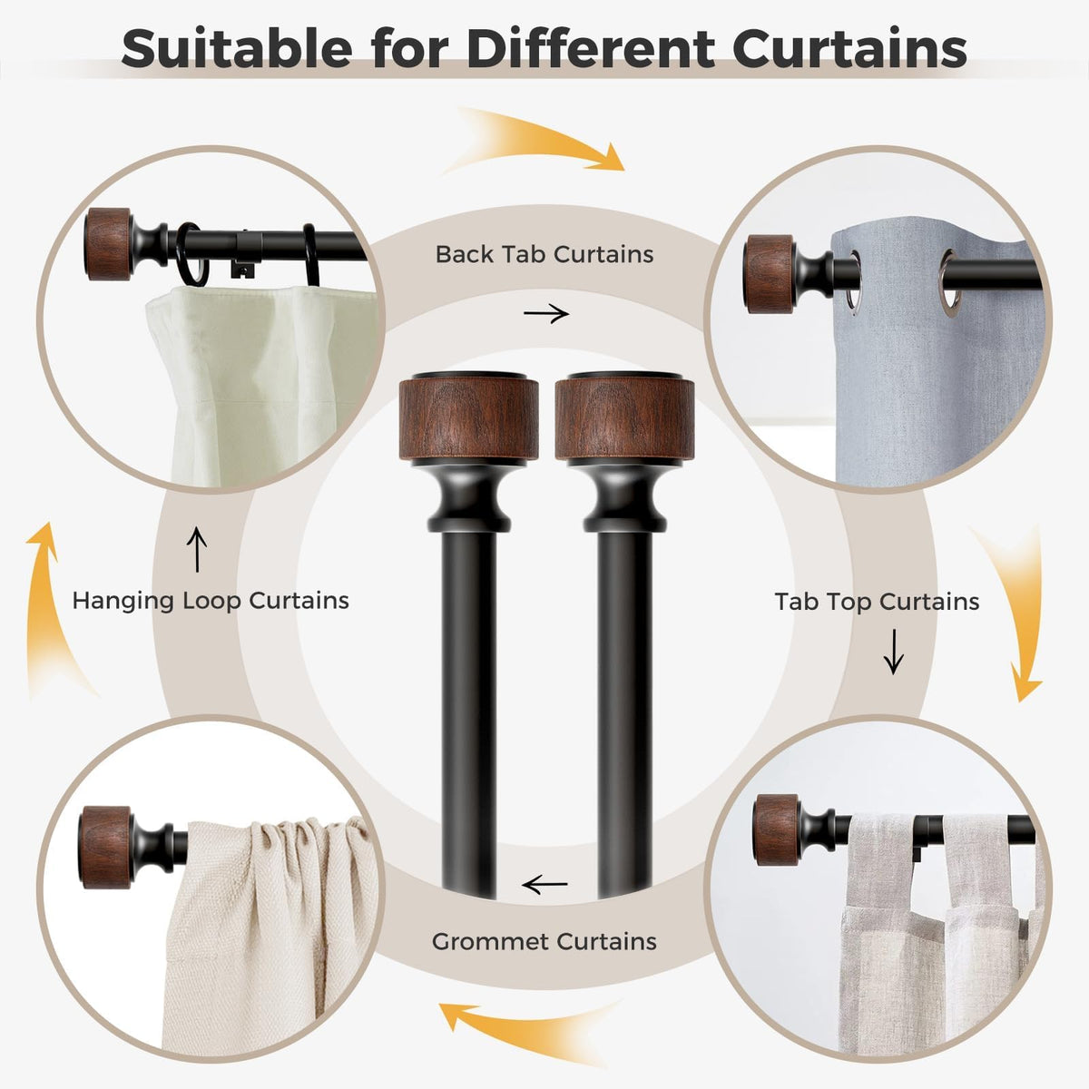 MARHSIPE 1-inch diameter curtain rod offers strong daily use.