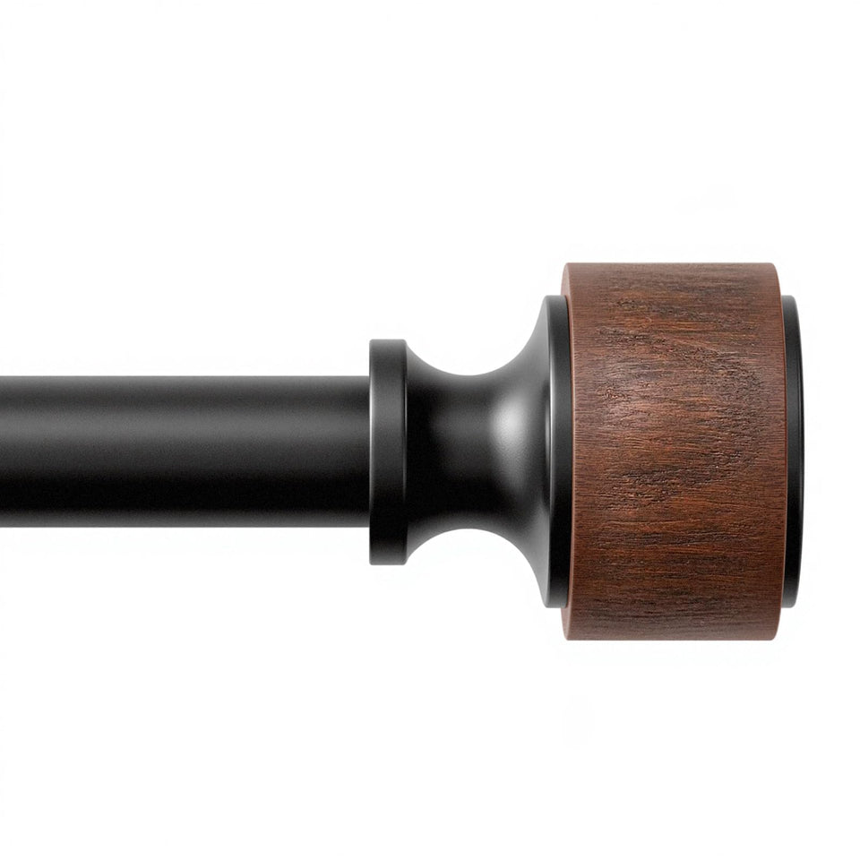 MARHSIPE imitation wood grain curtain rod finials add rustic elegance to any window.