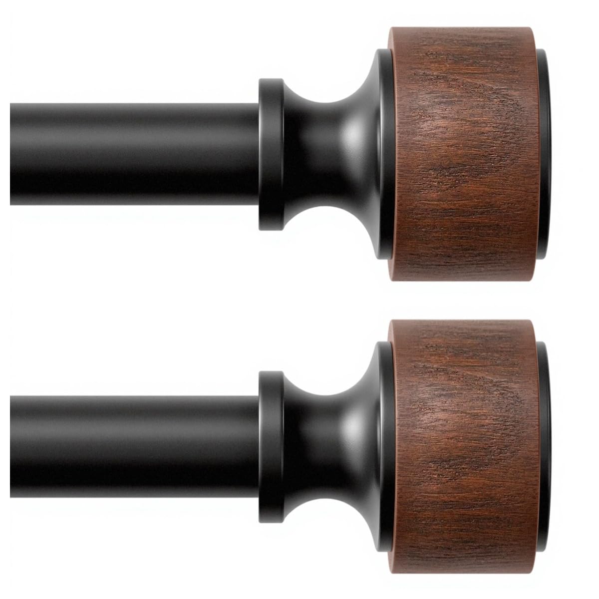 MARHSIPE imitation wood grain finial on curtain rod adds rustic charm to living rooms
