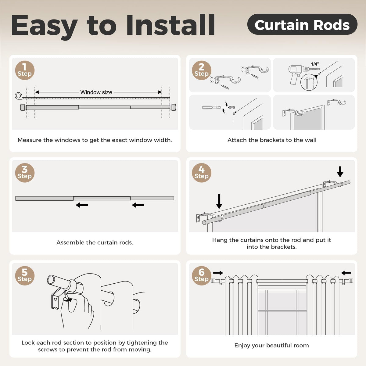 MARHSIPE modern curtain rod design complements contemporary interiors.