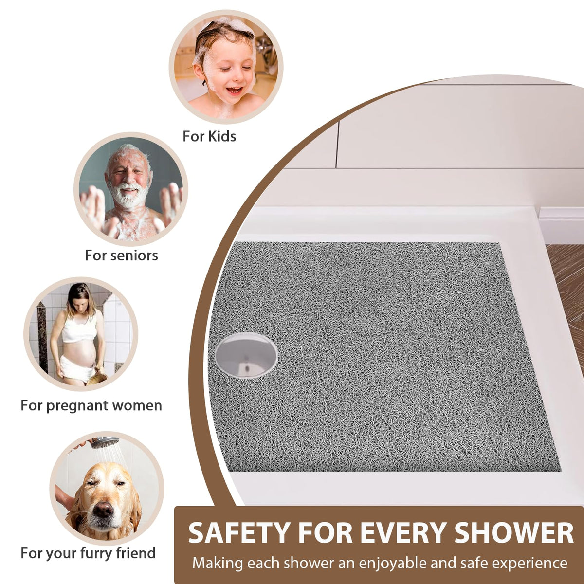 MARIBUR trim-to-fit capability for most center-drain showers