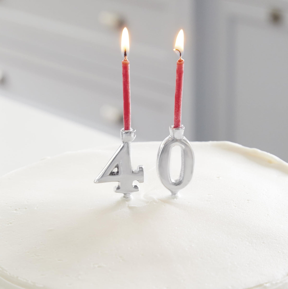 Mariposa silver number candle holder 3 for celebratory table centerpieces.