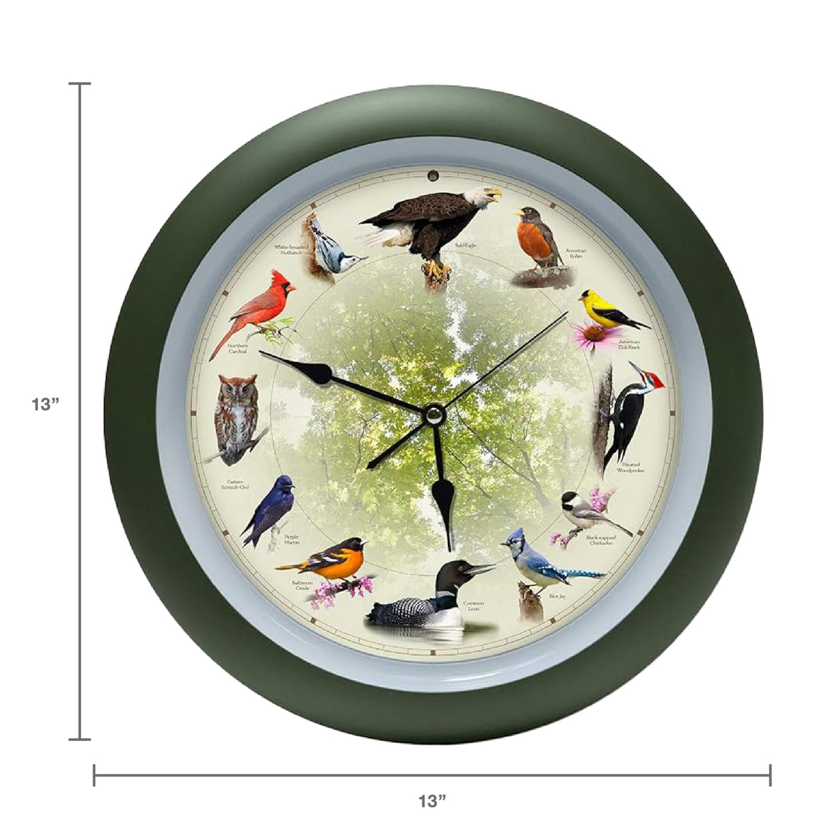 Mark Feldstein clock face with hourly bird songs delivers an authentic, nature-inspired soundscape.