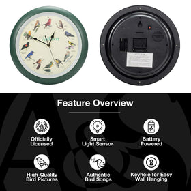 Mark Feldstein Audubon singing bird wall clock packaging display and protective box
