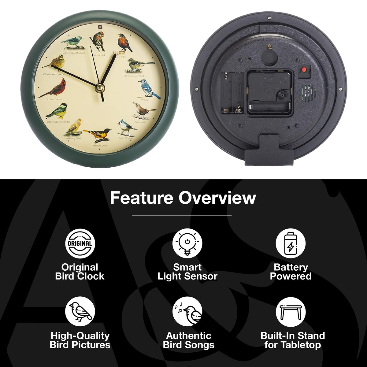 Mark Feldstein clock with smart light sensor quiets at night for peaceful sleep