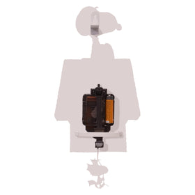 Mark Feldstein Snoopy clock with Woodstock pendulum detail, appealing to collectors.