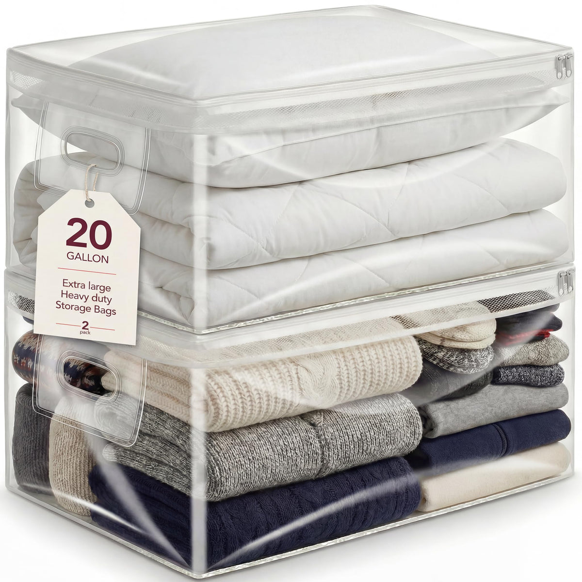 Marknox 20 gallon jumbo bag front view, ideal for bulky blankets and quilts