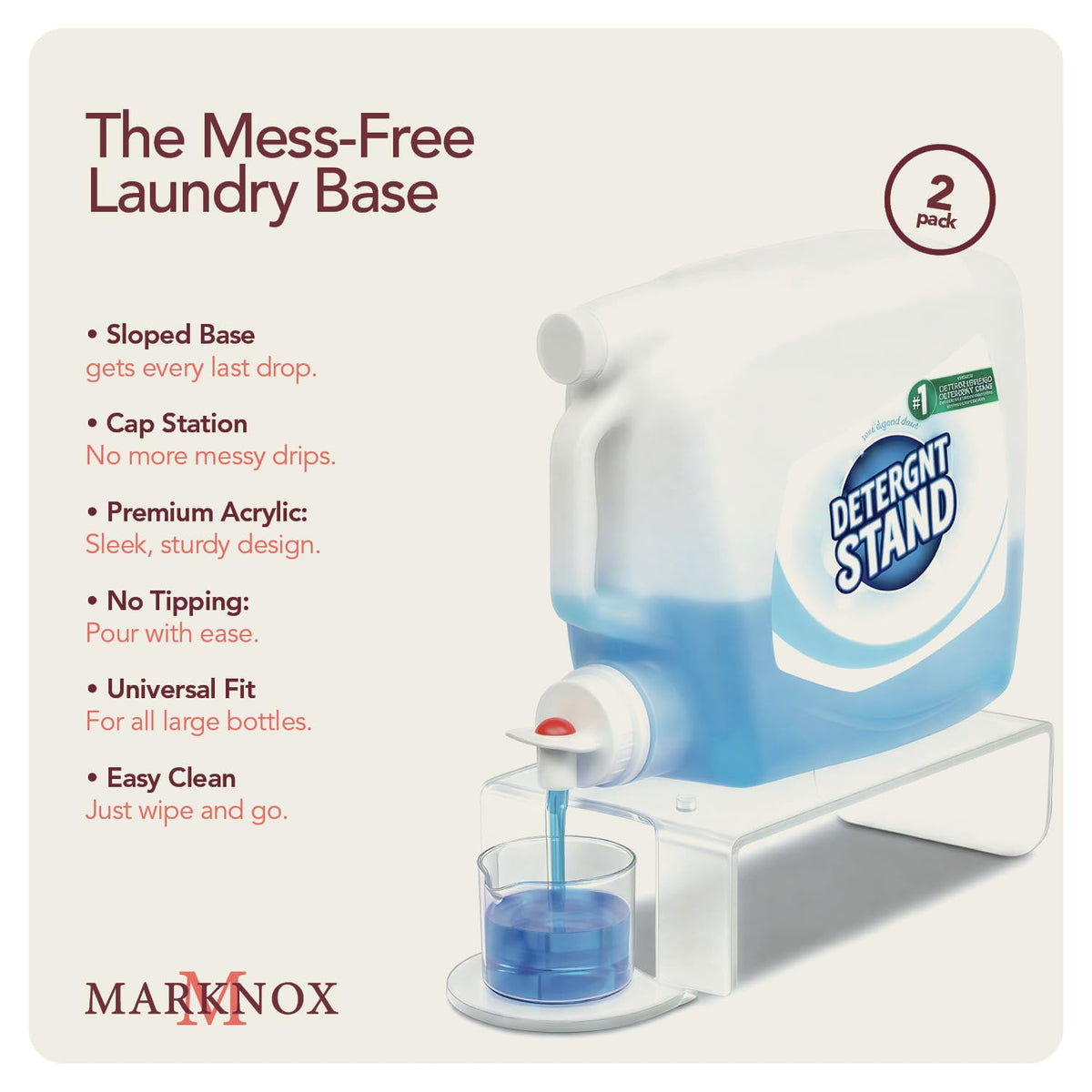 Marknox organizer cap-station close-up highlights drip-free cap rest.