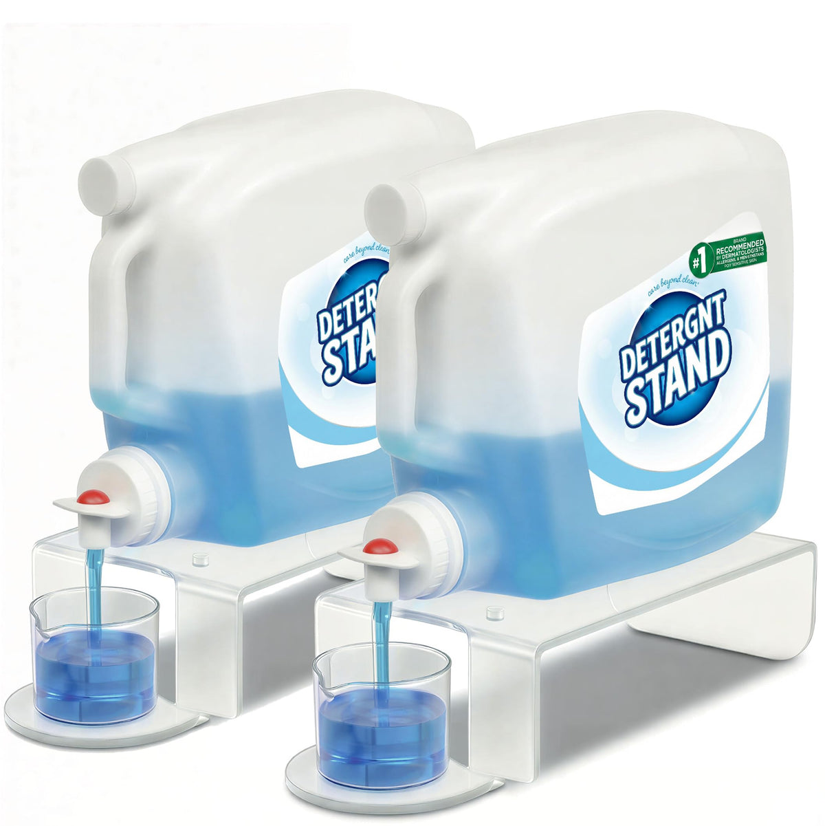 Marknox detergent holder front view shows stable pour and spill prevention.