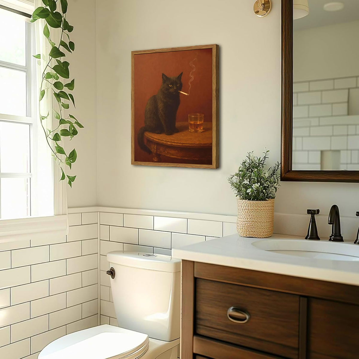 Marllifenney bedroom wall art cat creates a cozy, playful vibe.
