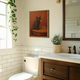 Marllifenney bedroom wall art cat creates a cozy, playful vibe.
