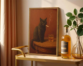 Marllifenney living room wall art cat adds humorous focal point for gatherings.