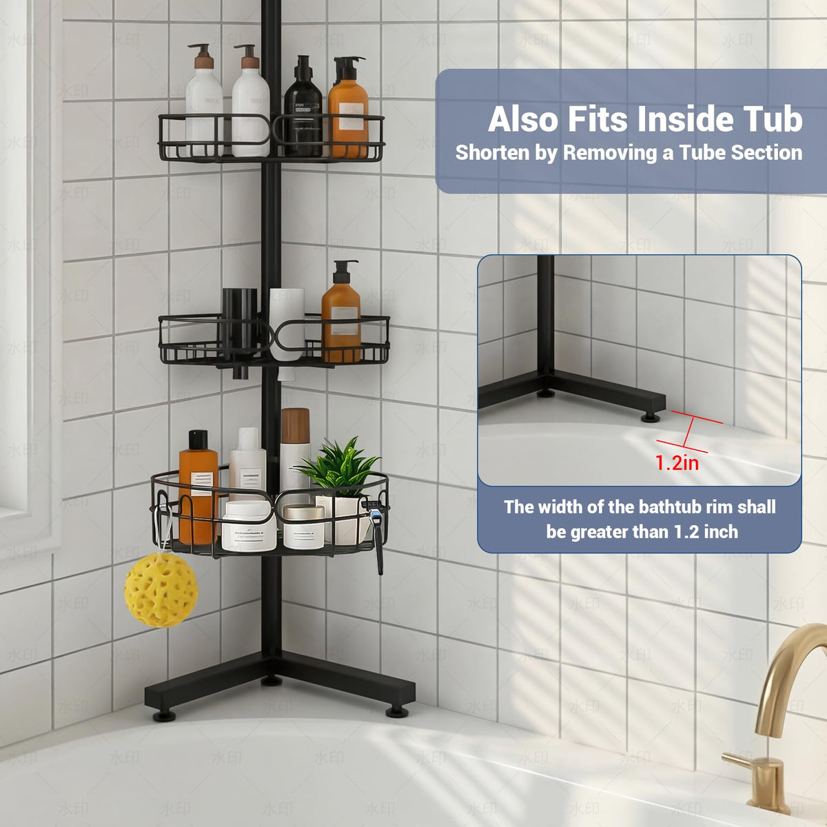 Marovitax adjustable-height pole lets you set waist-high storage for comfortable reach.