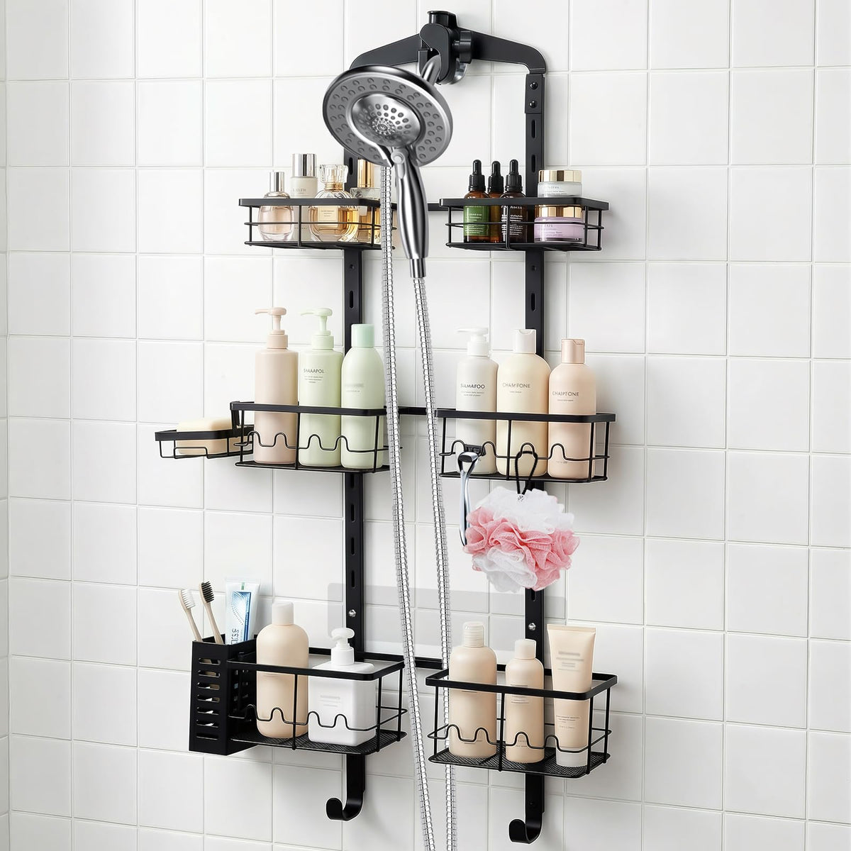 Marovitax extra-large shower caddy over head hanging keeps bath essentials organized