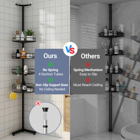 Marovitax four-tier shelves organize shower essentials with easy access and quick water drainage.