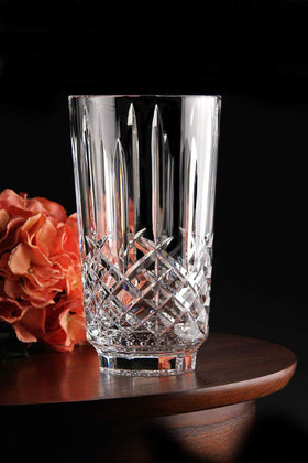 Marquis by Waterford Markham Vase with wedge cuts enhances mantel or dining table.
