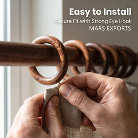 Mars Exports rosewood finish brings natural warmth to window treatments