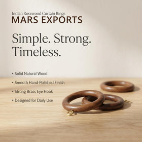 Mars Exports rosewood curtain ring close-up shows buff finish and natural grain