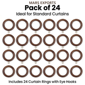 Mars Exports set of 24 rosewood rings for coordinated window decor