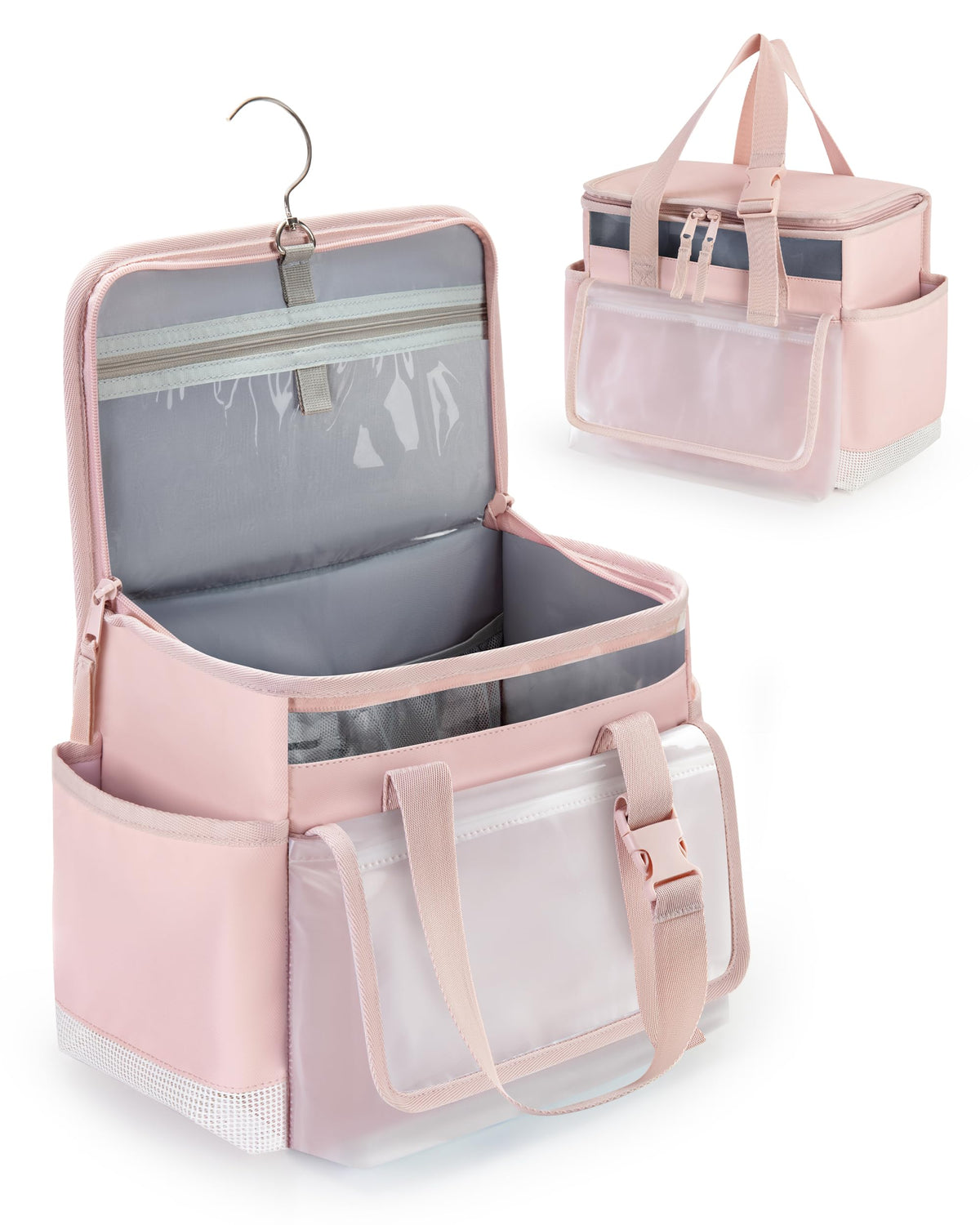 Marscamd hanging shower caddy main compartment keeps toiletries organized during travel.