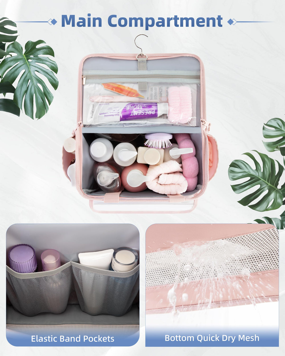 Marscamd hanging shower caddy side pockets offer quick access to essentials.