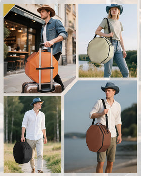 Marscamd hat box interior with pockets illustrating compact storage.